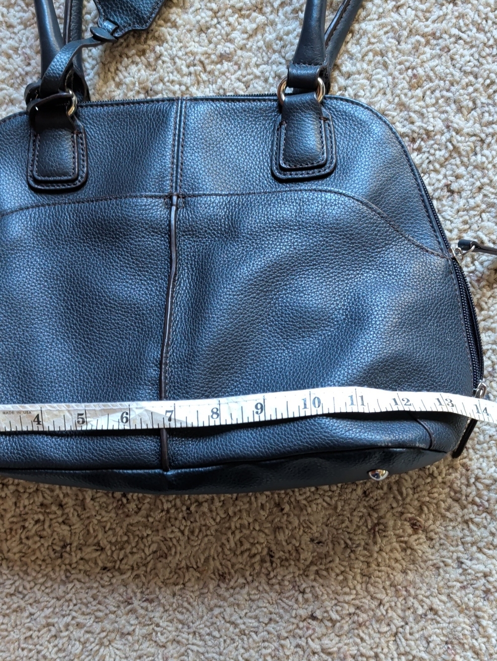 Tignanello Navy Pebbled Leather Shoulder Bag - Picture 5 of 6
